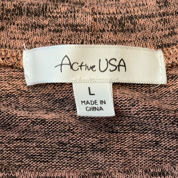 Active USA Salmon/Gray Heather Keyhole Neckline Tee - Picture 5 of 7